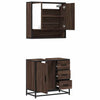 2 Piece Bathroom Furniture Set Brown Oak Engineered Wood