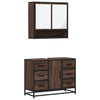 2 Piece Bathroom Furniture Set Brown Oak Engineered Wood