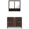 2 Piece Bathroom Furniture Set Brown Oak Engineered Wood