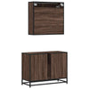 2 Piece Bathroom Furniture Set Brown Oak Engineered Wood