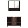 2 Piece Bathroom Furniture Set Brown Oak Engineered Wood