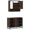 2 Piece Bathroom Furniture Set Brown Oak Engineered Wood