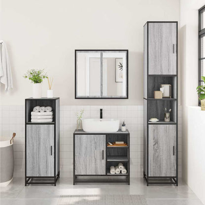 3 Piece Bathroom Furniture Set Grey Sonoma Engineered Wood