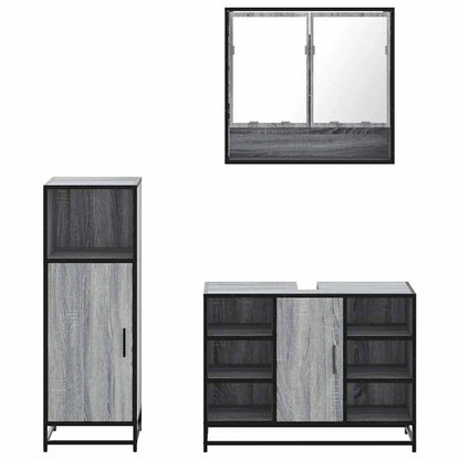 3 Piece Bathroom Furniture Set Grey Sonoma Engineered Wood