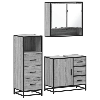 3 Piece Bathroom Furniture Set Grey Sonoma Engineered Wood