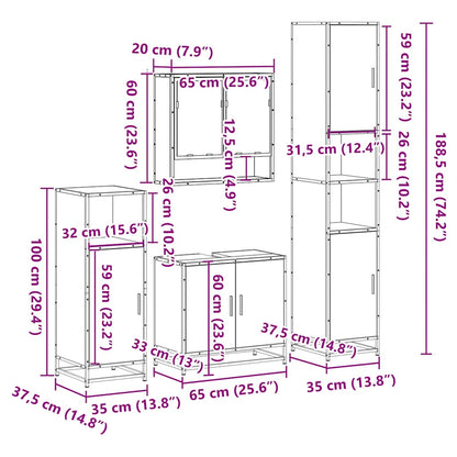 4 Piece Bathroom Furniture Set Sonoma Oak Engineered Wood