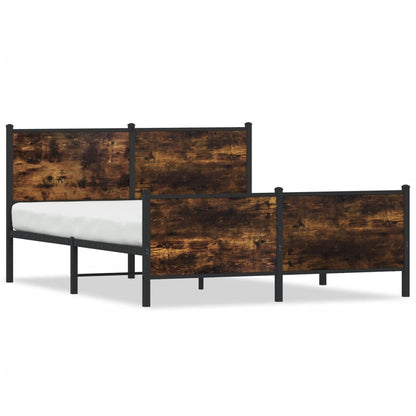 Metal Bed Frame without Mattress Smoked Oak 140x190 cm