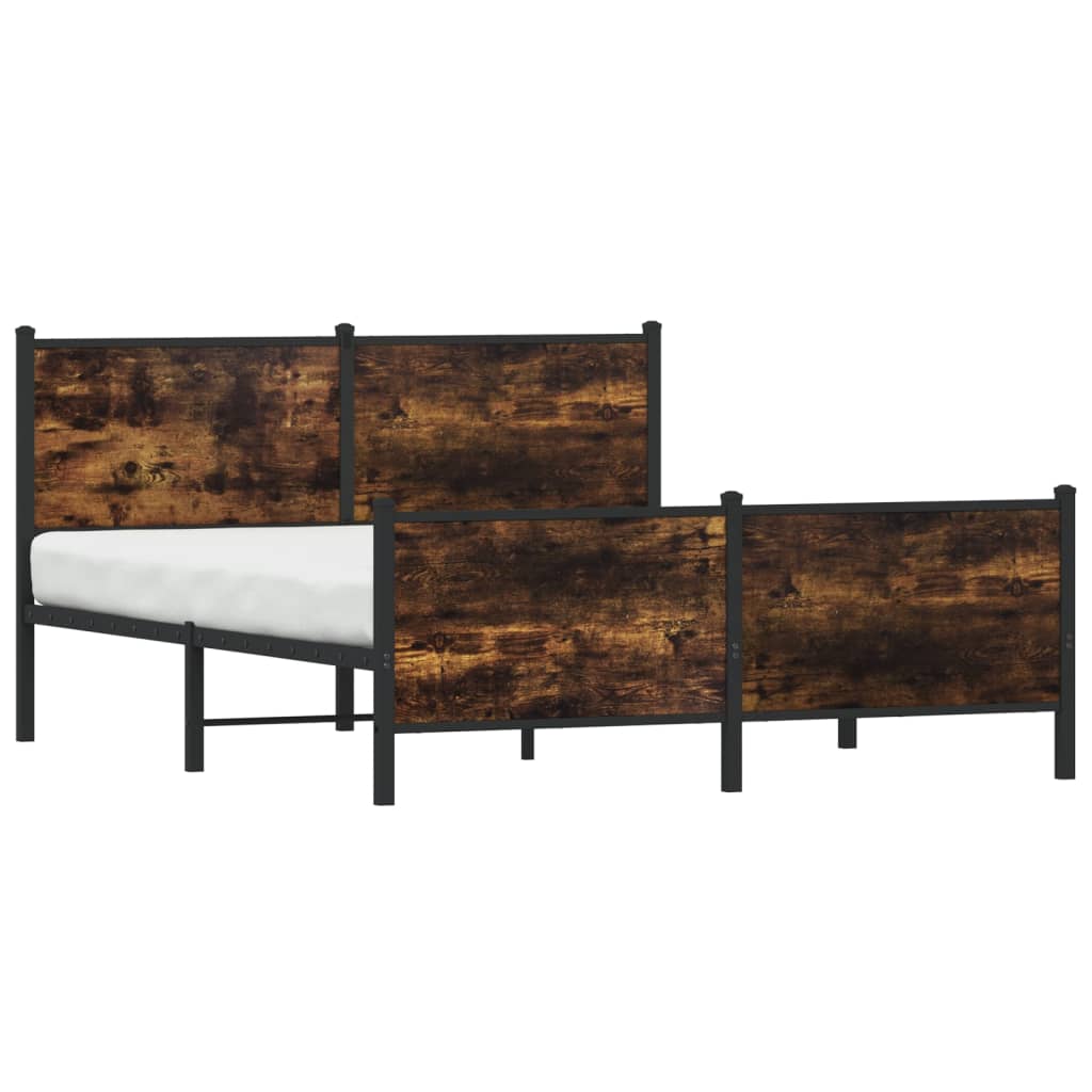 Metal Bed Frame without Mattress Smoked Oak 140x190 cm