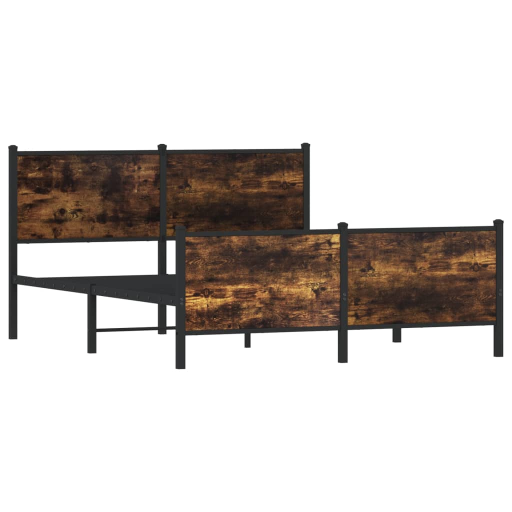 Metal Bed Frame without Mattress Smoked Oak 140x190 cm
