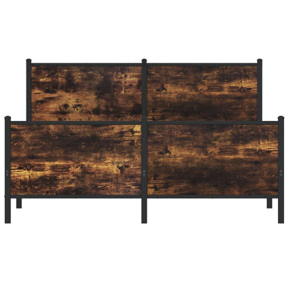 Metal Bed Frame without Mattress Smoked Oak 140x190 cm