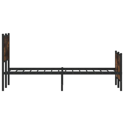 Metal Bed Frame without Mattress Smoked Oak 140x190 cm