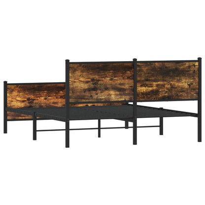 Metal Bed Frame without Mattress Smoked Oak 140x190 cm