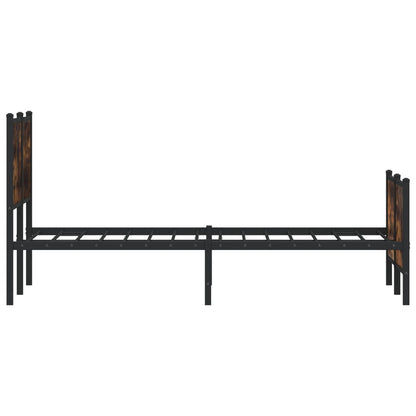 Metal Bed Frame without Mattress Smoked Oak 140x200 cm