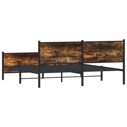 Metal Bed Frame without Mattress Smoked Oak 180x200 cm Super King
