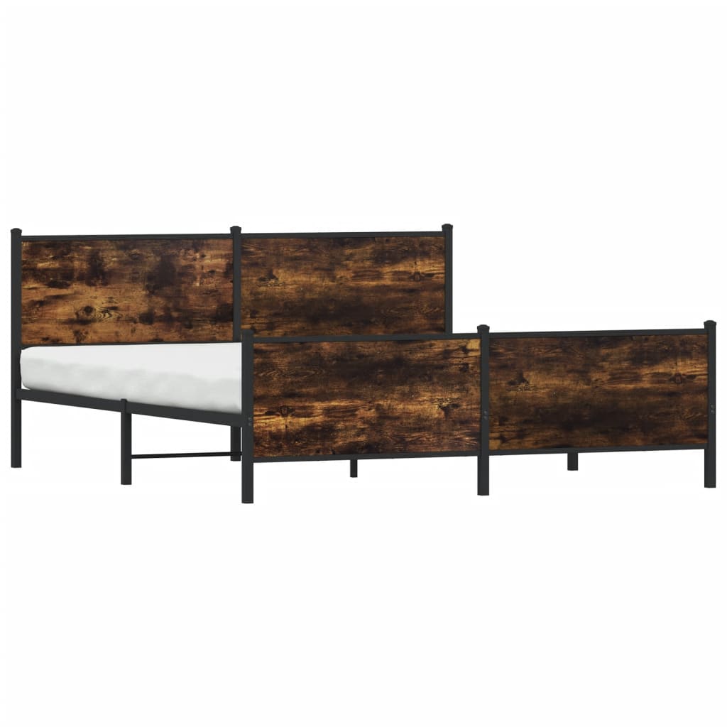 Metal Bed Frame without Mattress Smoked Oak 183x213 cm