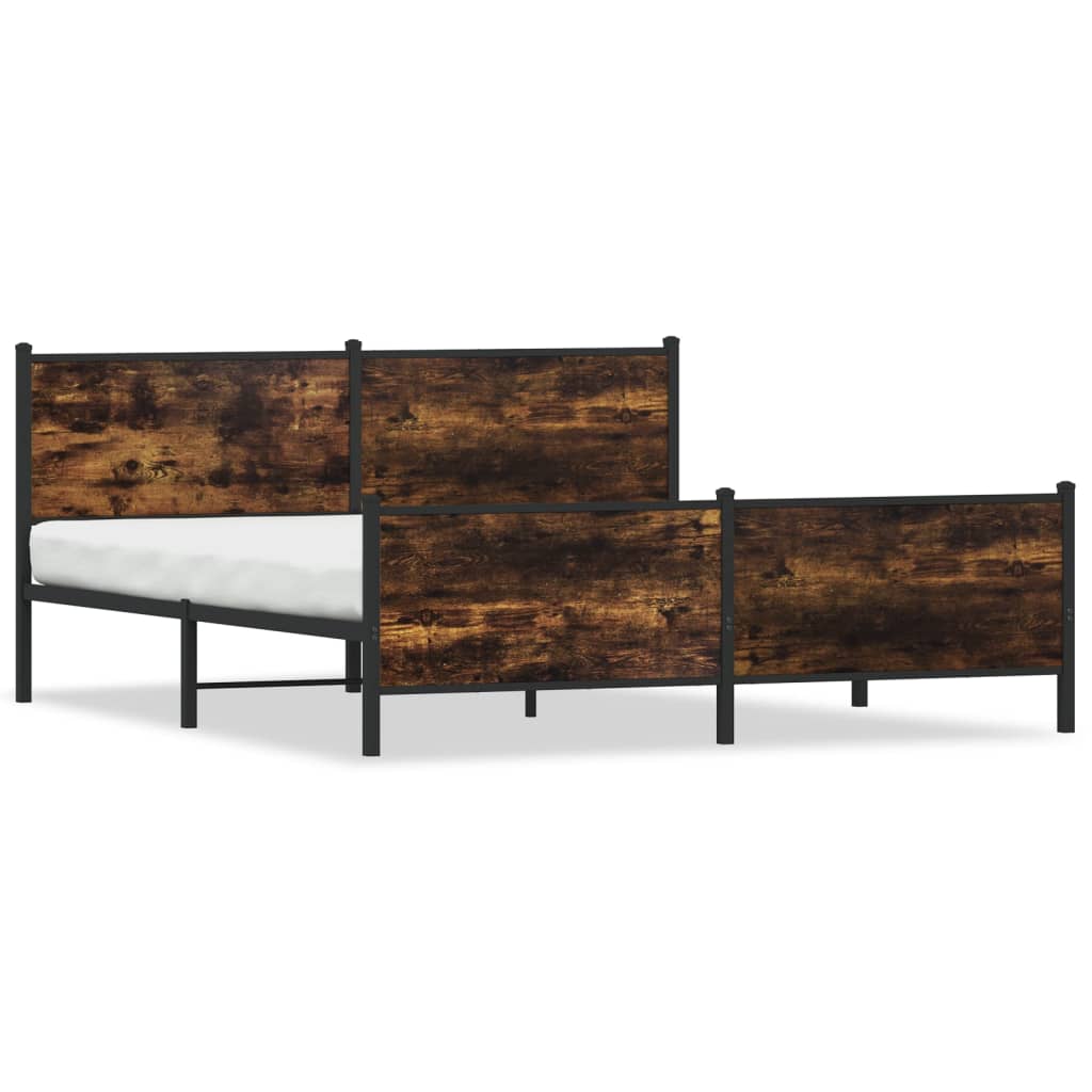 Metal Bed Frame without Mattress Smoked Oak 193x203 cm