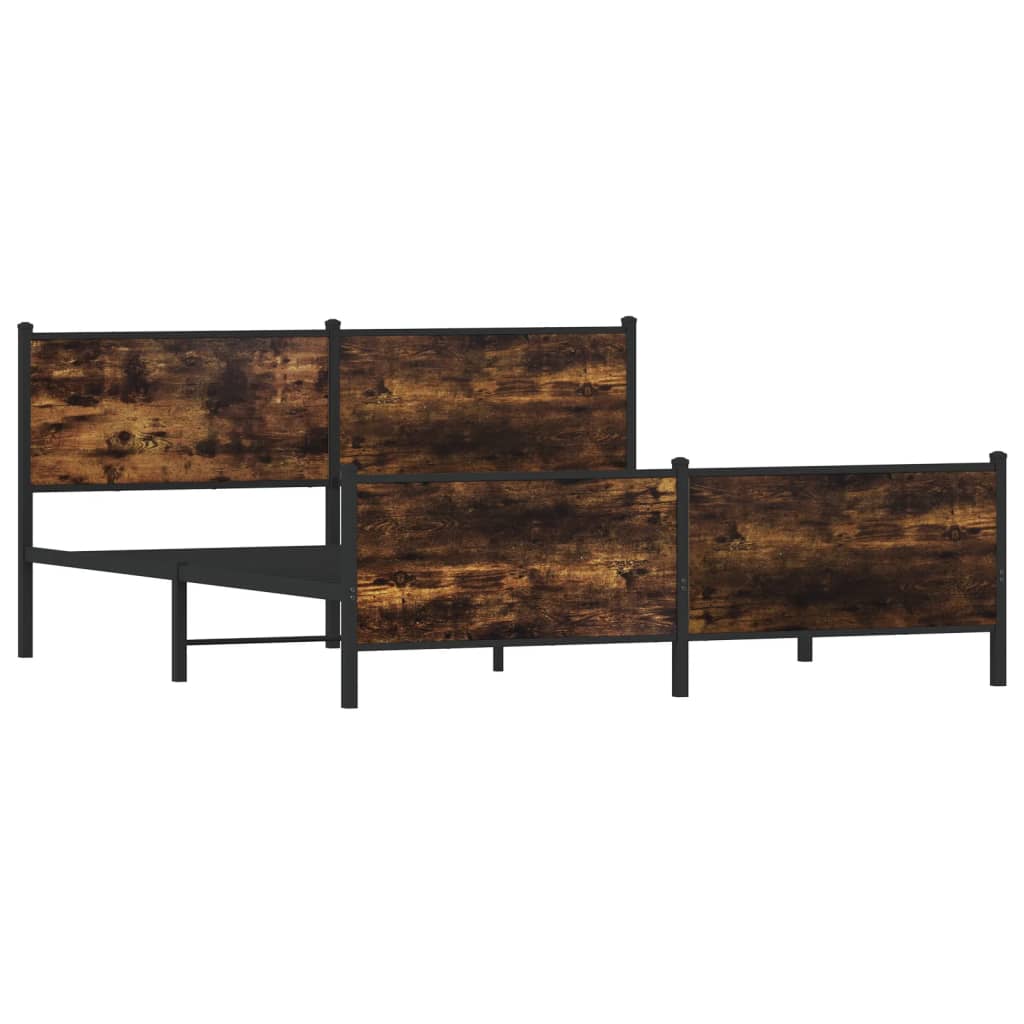 Metal Bed Frame without Mattress Smoked Oak 193x203 cm