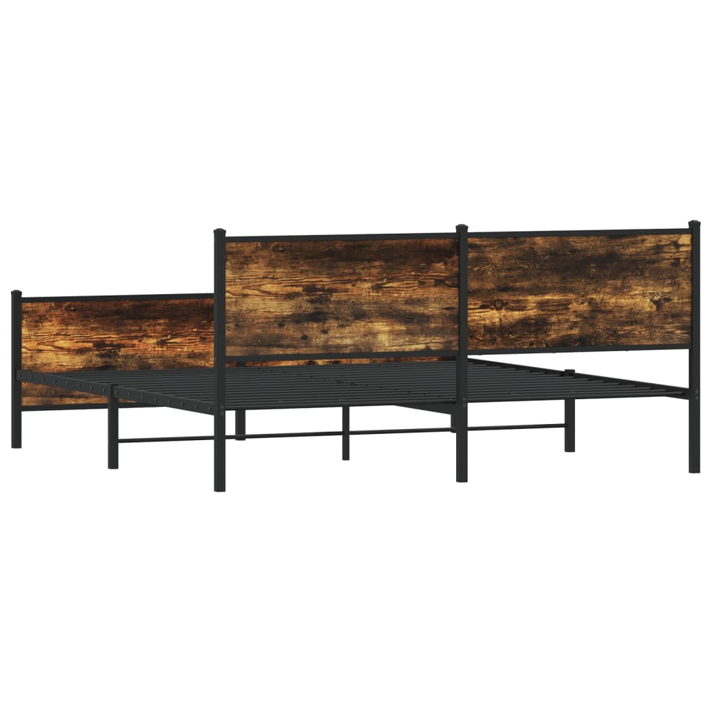 Metal Bed Frame without Mattress Smoked Oak 193x203 cm