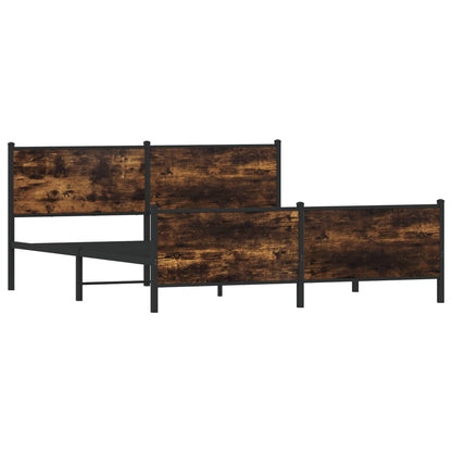 Metal Bed Frame without Mattress Smoked Oak 200x200 cm