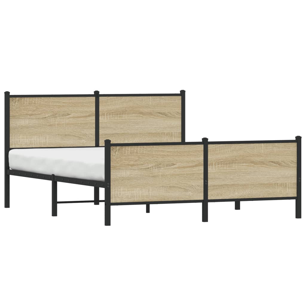 Metal Bed Frame without Mattress Sonoma Oak 140x190 cm