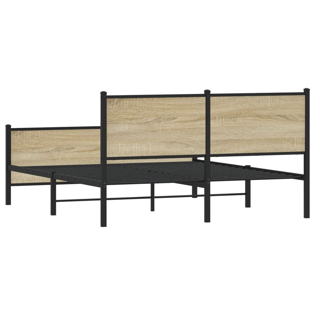 Metal Bed Frame without Mattress Sonoma Oak 140x190 cm