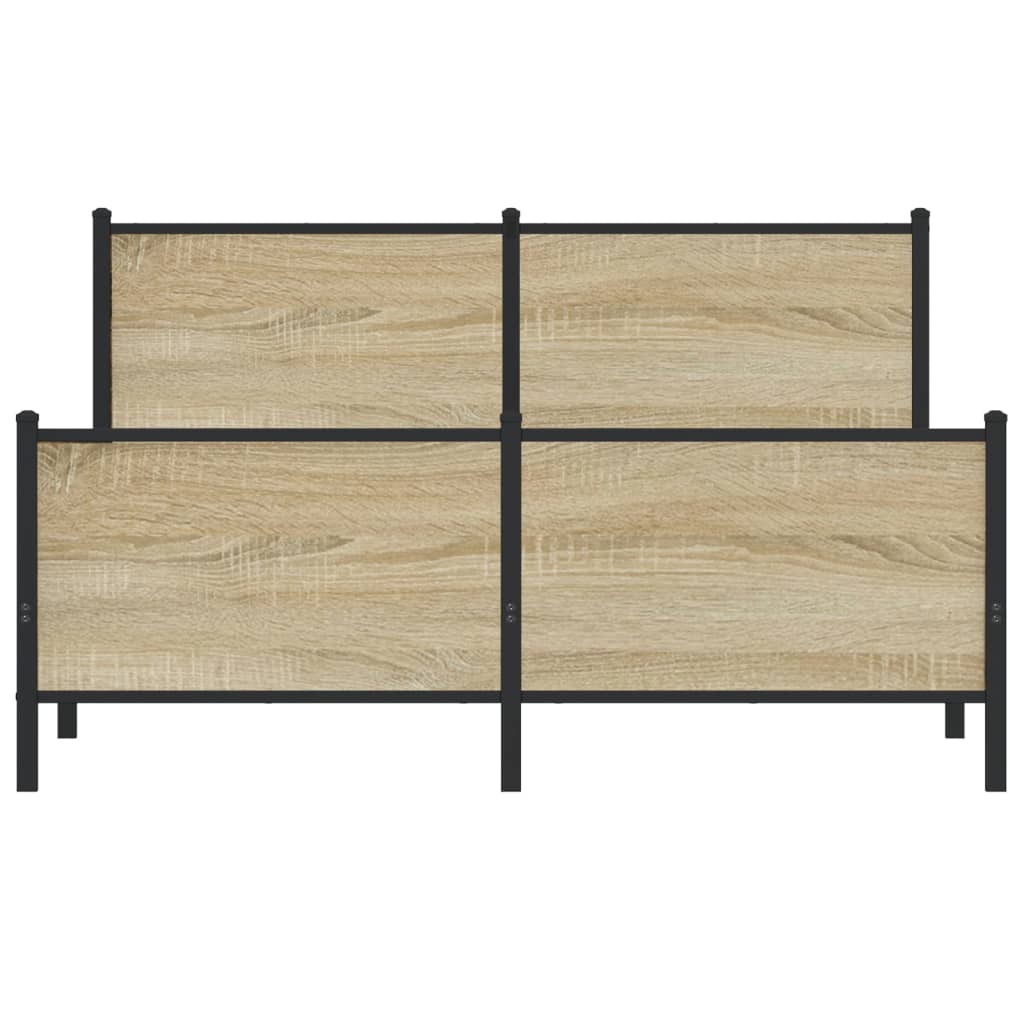 Metal Bed Frame without Mattress Sonoma Oak 140x200 cm