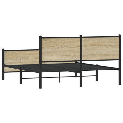 Metal Bed Frame without Mattress Sonoma Oak 150x200 cm King Size