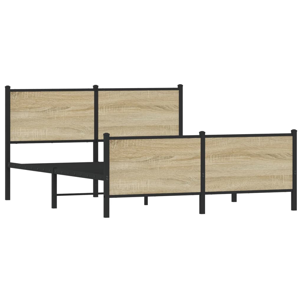 Metal Bed Frame without Mattress Sonoma Oak 160x200 cm