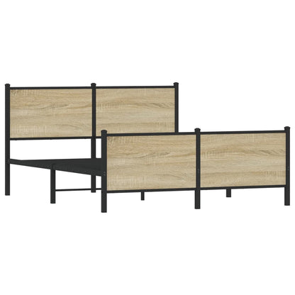 Metal Bed Frame without Mattress Sonoma Oak 160x200 cm
