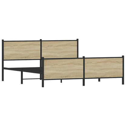 Metal Bed Frame without Mattress Sonoma Oak 180x200 cm Super King
