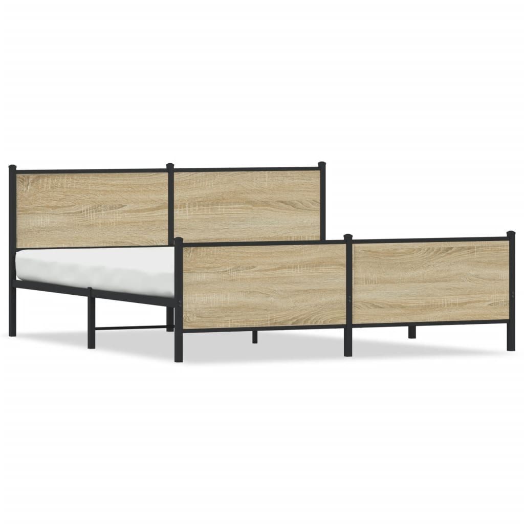 Metal Bed Frame without Mattress Sonoma Oak 193x203 cm