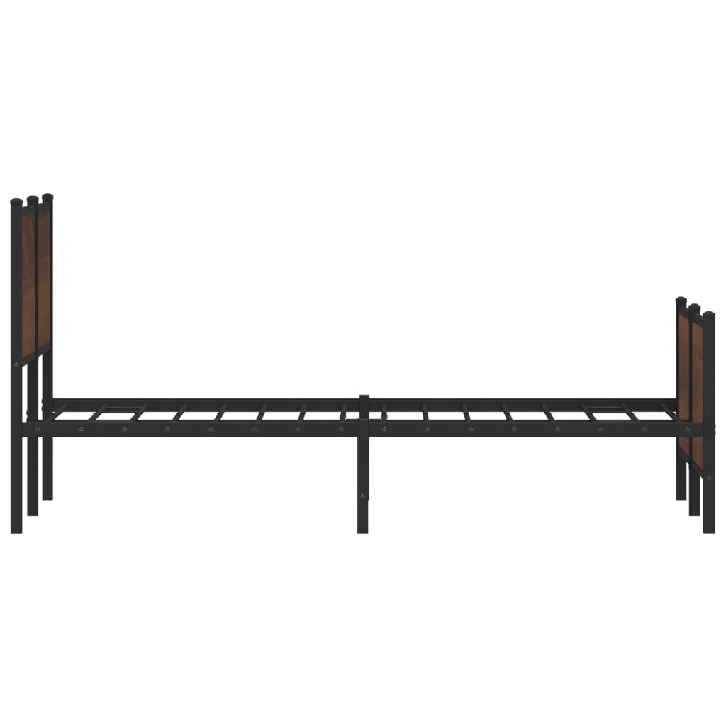 Metal Bed Frame without Mattress Brown Oak 140x190 cm