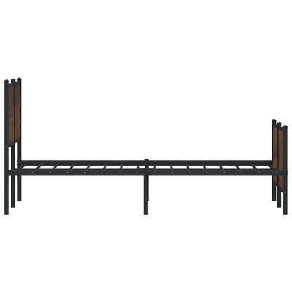 Metal Bed Frame without Mattress Brown Oak 140x190 cm