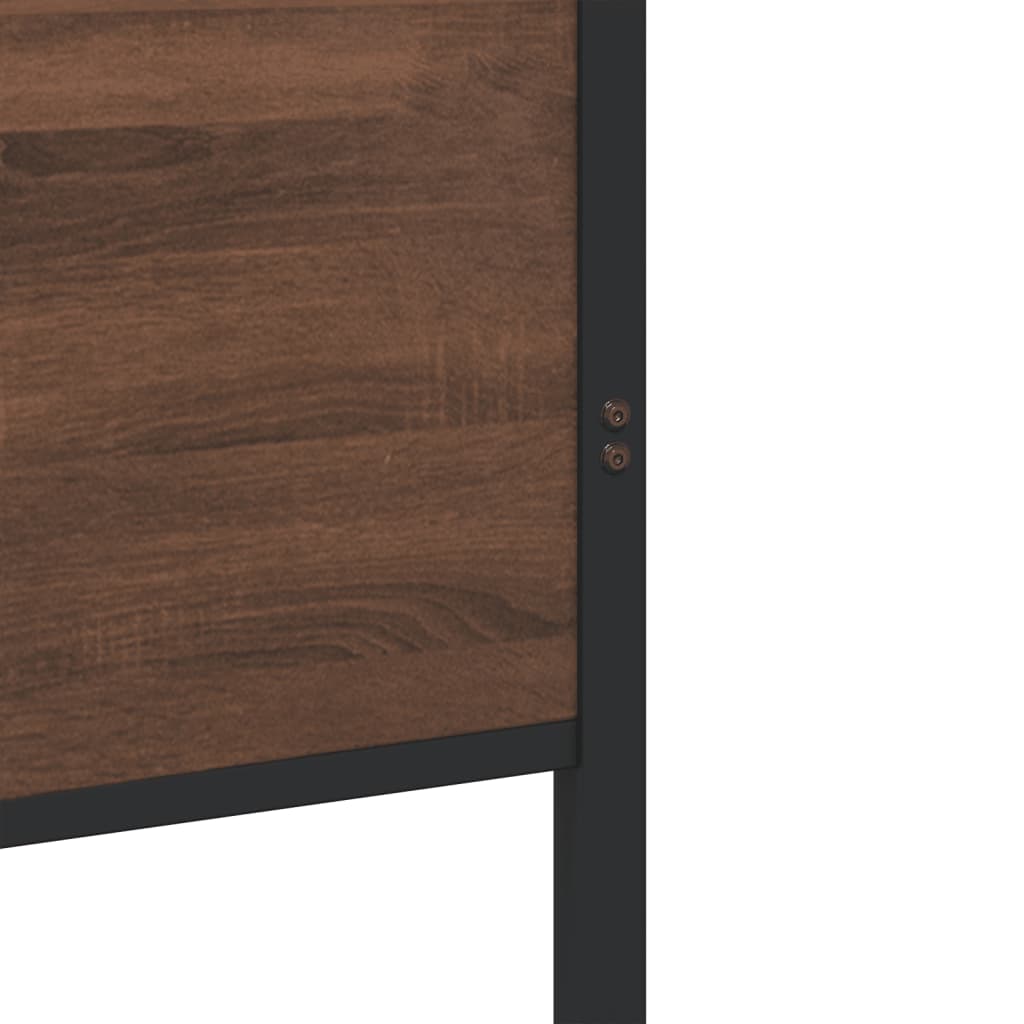 Metal Bed Frame without Mattress Brown Oak 140x190 cm
