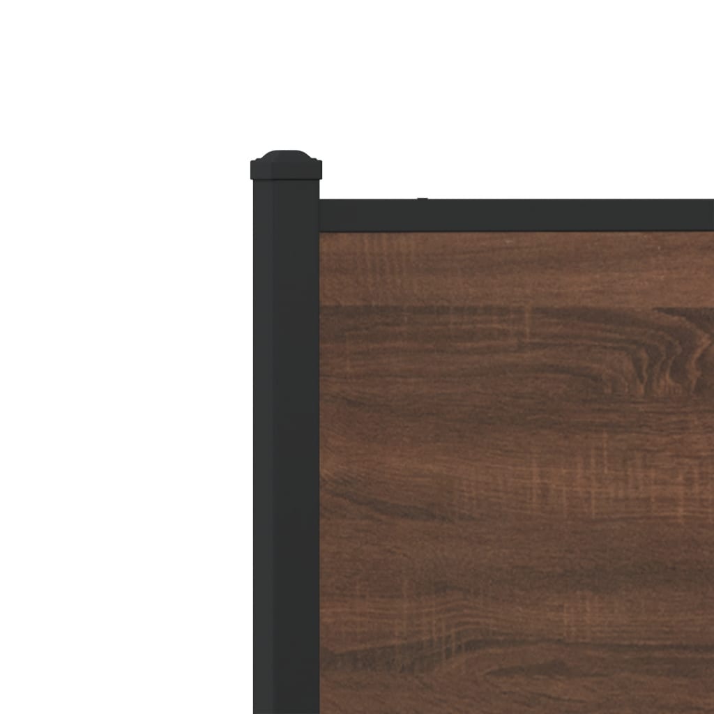Metal Bed Frame without Mattress Brown Oak 140x190 cm