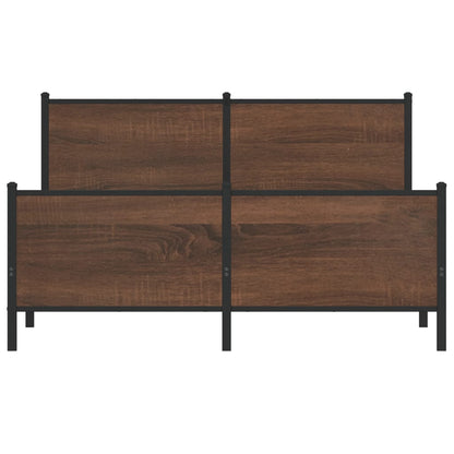 Metal Bed Frame without Mattress Brown Oak 150x200 cm King Size