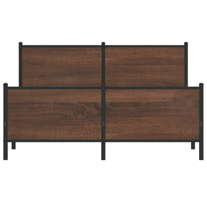 Metal Bed Frame without Mattress Brown Oak 160x200 cm
