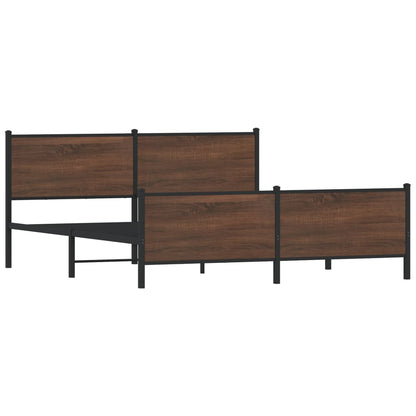 Metal Bed Frame without Mattress Brown Oak 183x213 cm
