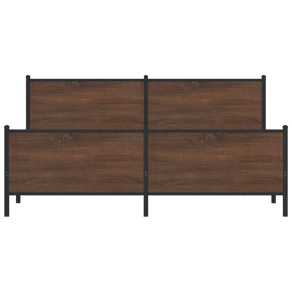 Metal Bed Frame without Mattress Brown Oak 193x203 cm