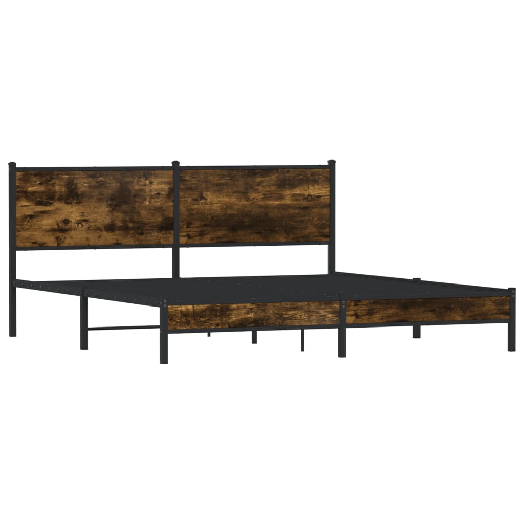 Metal Bed Frame without Mattress Smoked Oak 183x213 cm