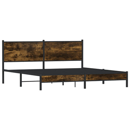 Metal Bed Frame without Mattress Smoked Oak 183x213 cm