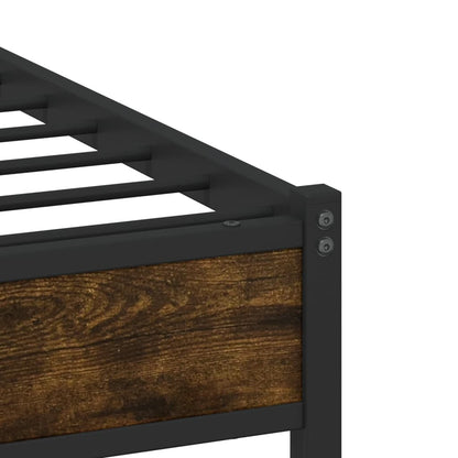 Metal Bed Frame without Mattress Smoked Oak 183x213 cm