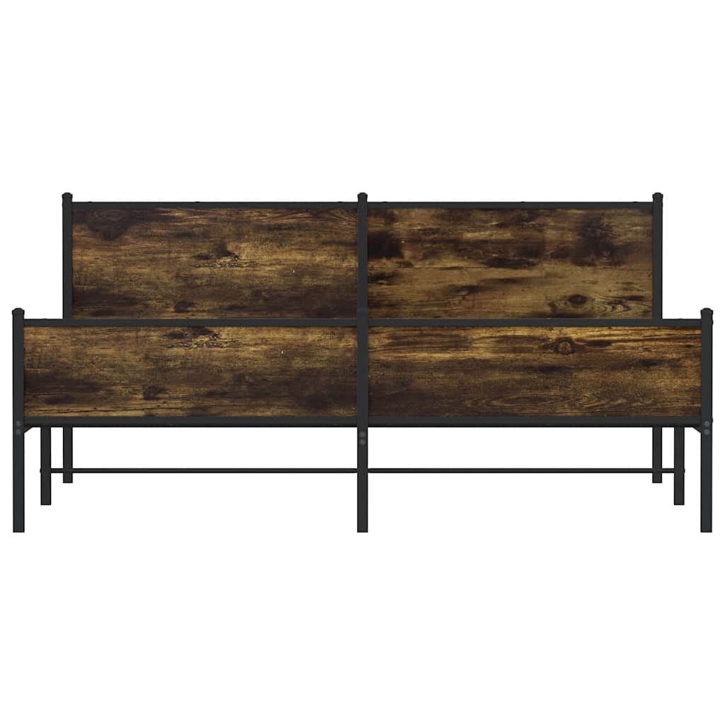 Metal Bed Frame without Mattress Smoked Oak 180x200 cm Super King
