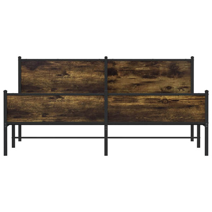Metal Bed Frame without Mattress Smoked Oak 180x200 cm Super King