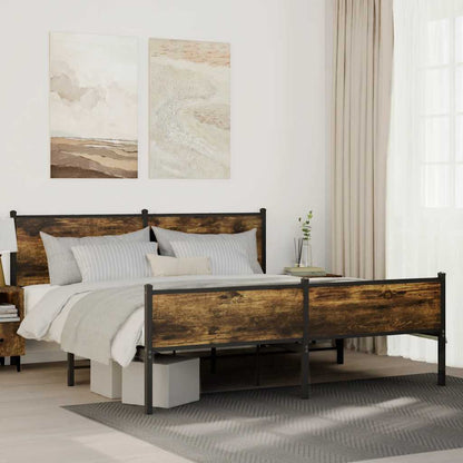 Metal Bed Frame without Mattress Smoked Oak 180x200 cm Super King