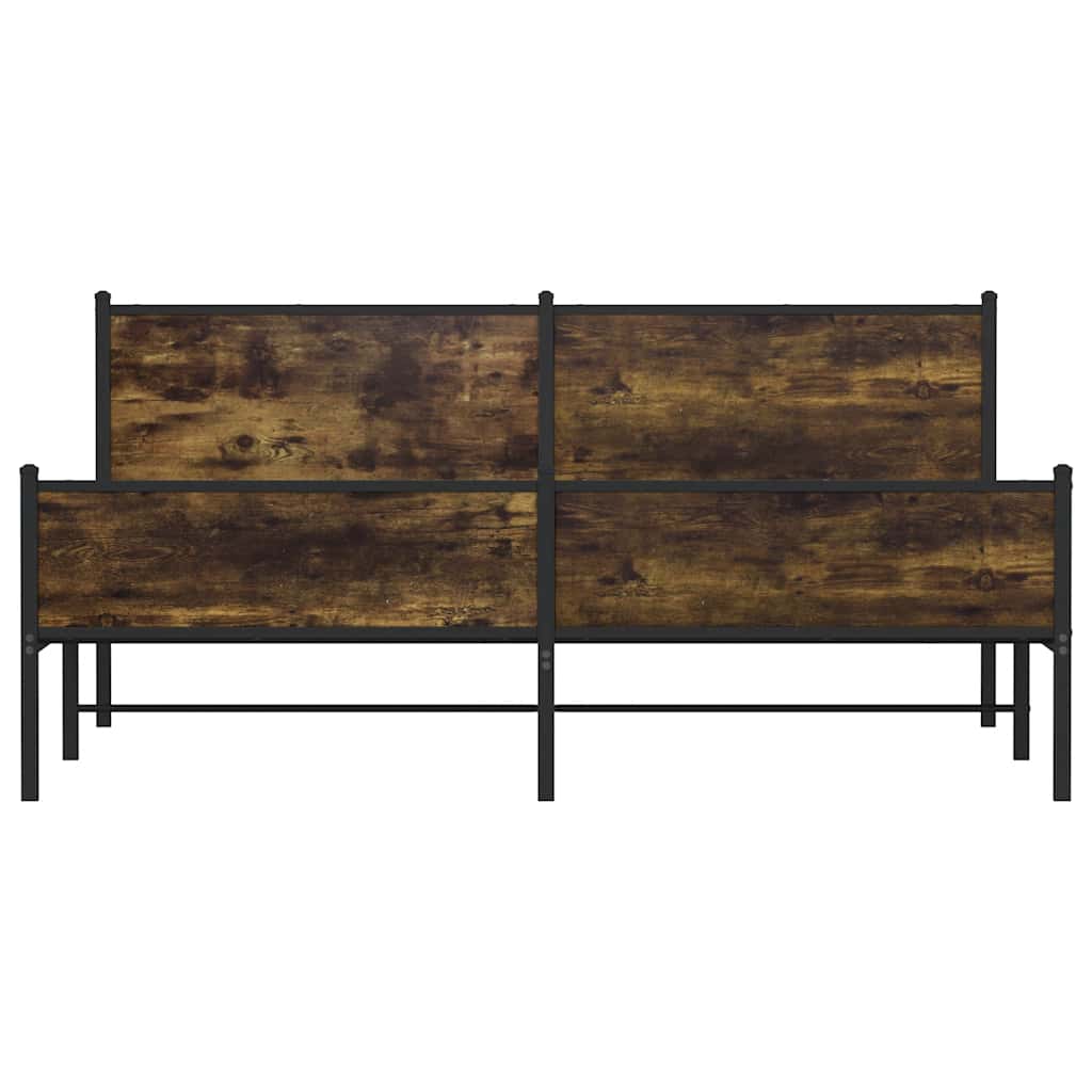 Metal Bed Frame without Mattress Smoked Oak 200x200 cm
