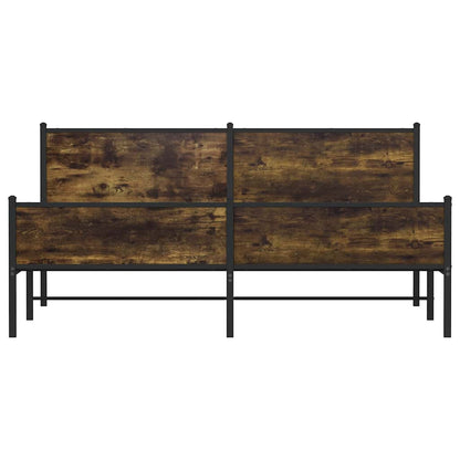 Metal Bed Frame without Mattress Smoked Oak 200x200 cm
