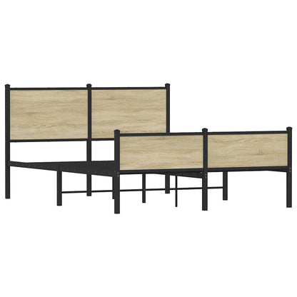 Metal Bed Frame without Mattress Sonoma Oak 150x200 cm King Size