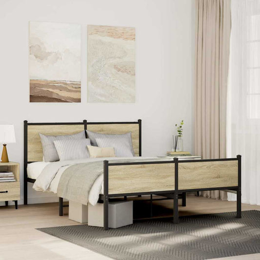 Metal Bed Frame without Mattress Sonoma Oak 150x200 cm King Size