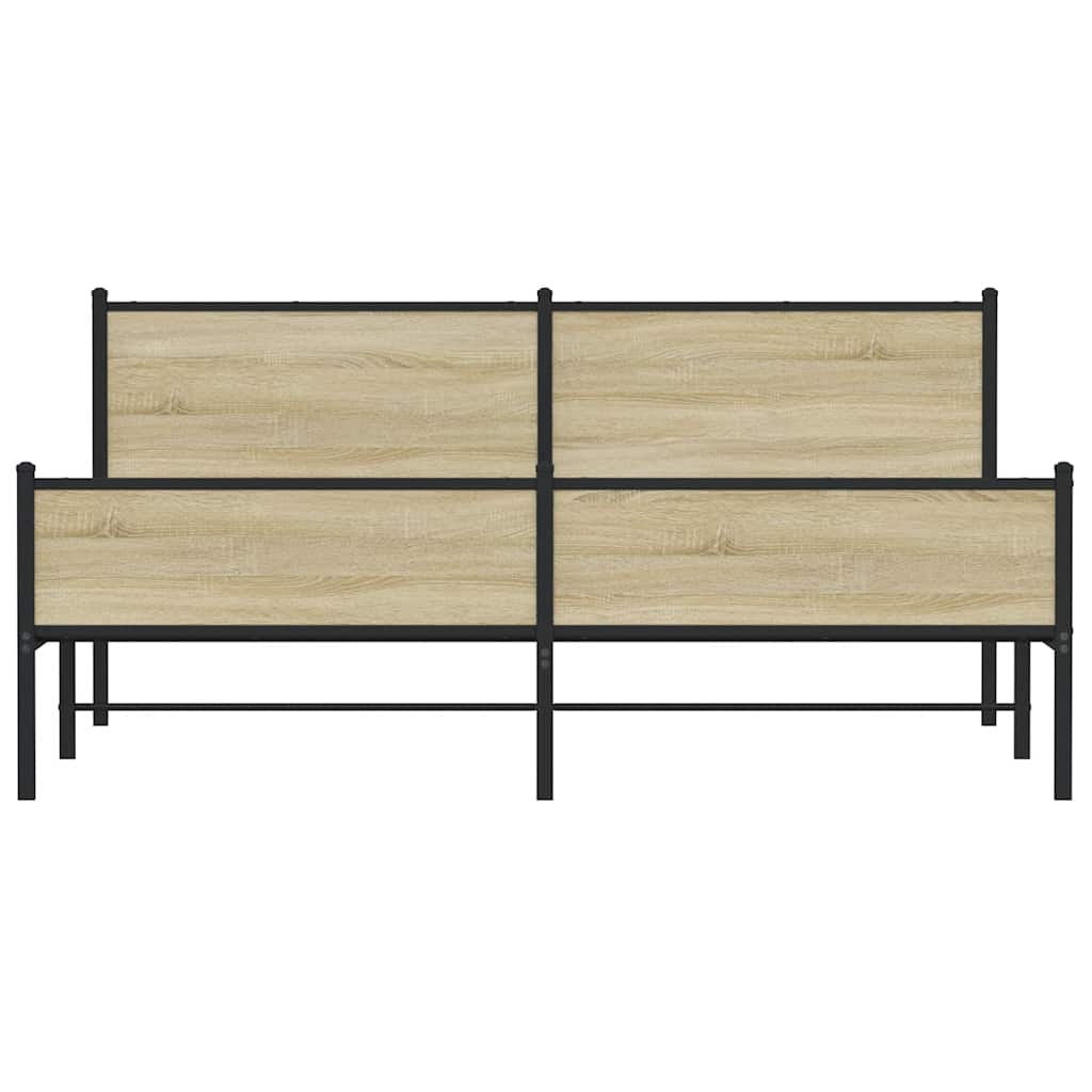 Metal Bed Frame without Mattress Sonoma Oak 160x200 cm
